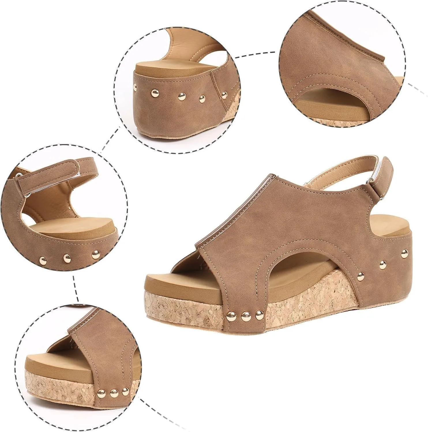 Wedge Sandals for Women 2025 Dressy Platform Open Toe Ankle Strap Espadrilles Wedge Heels Sandals Comfortable Wide Width Boho Summer Beach Sandals Ladies Wedges