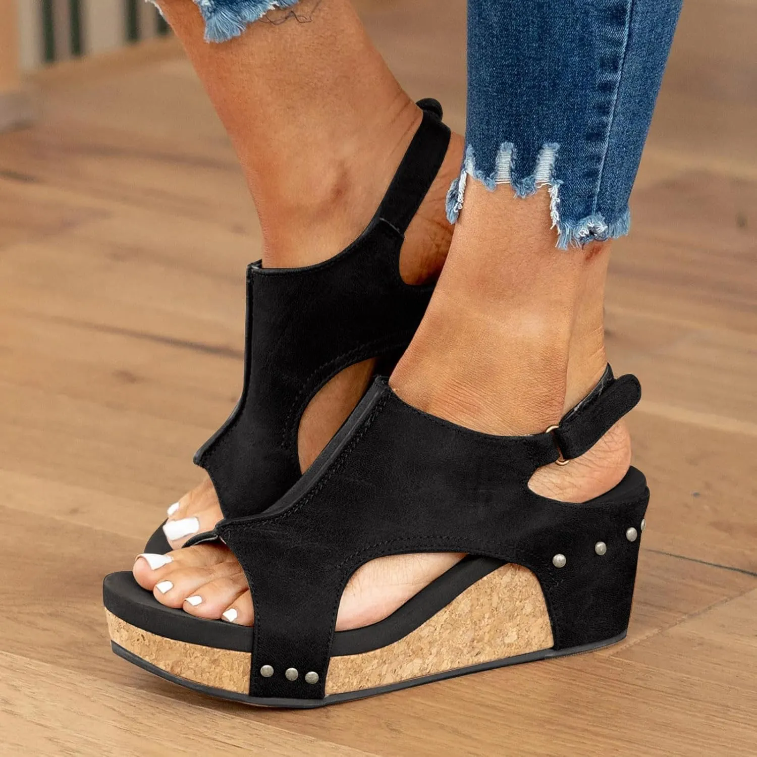 Wedge Sandals for Women Dressy Summer 2025, Women Espadrilles Wedges Ankle Strap Open Toe Sandals Wedge Platform Sandals Ladies Slip on Sandals Casual Low Heels Sandals