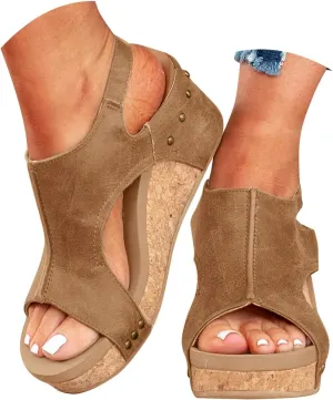Wedge Sandals for Women Dressy Summer 2025, Women Espadrilles Wedges Ankle Strap Open Toe Sandals Wedge Platform Sandals Ladies Slip on Sandals Casual Low Heels Sandals