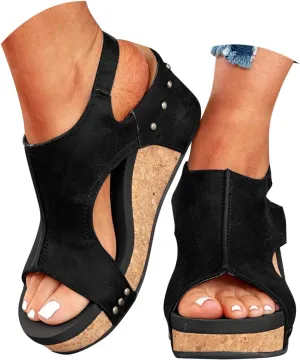 Wedge Sandals for Women Dressy Summer 2025, Women Espadrilles Wedges Ankle Strap Open Toe Sandals Wedge Platform Sandals Ladies Slip on Sandals Casual Low Heels Sandals