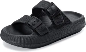 Weweya Sandals for Women and Men - Pillow Slippers - Double Buckle Adjustable Slides - EVA Flat Sandals