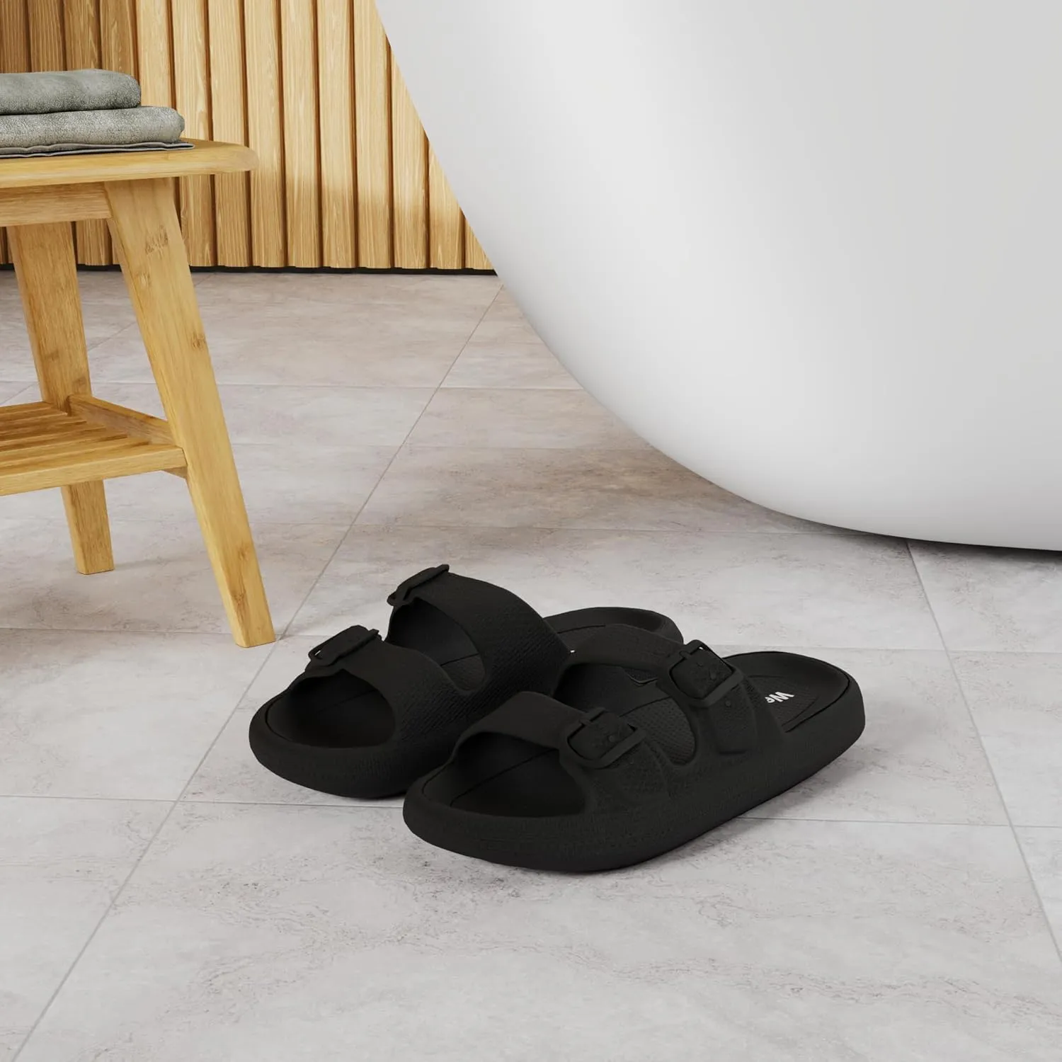 Weweya Sandals for Women and Men - Pillow Slippers - Double Buckle Adjustable Slides - EVA Flat Sandals