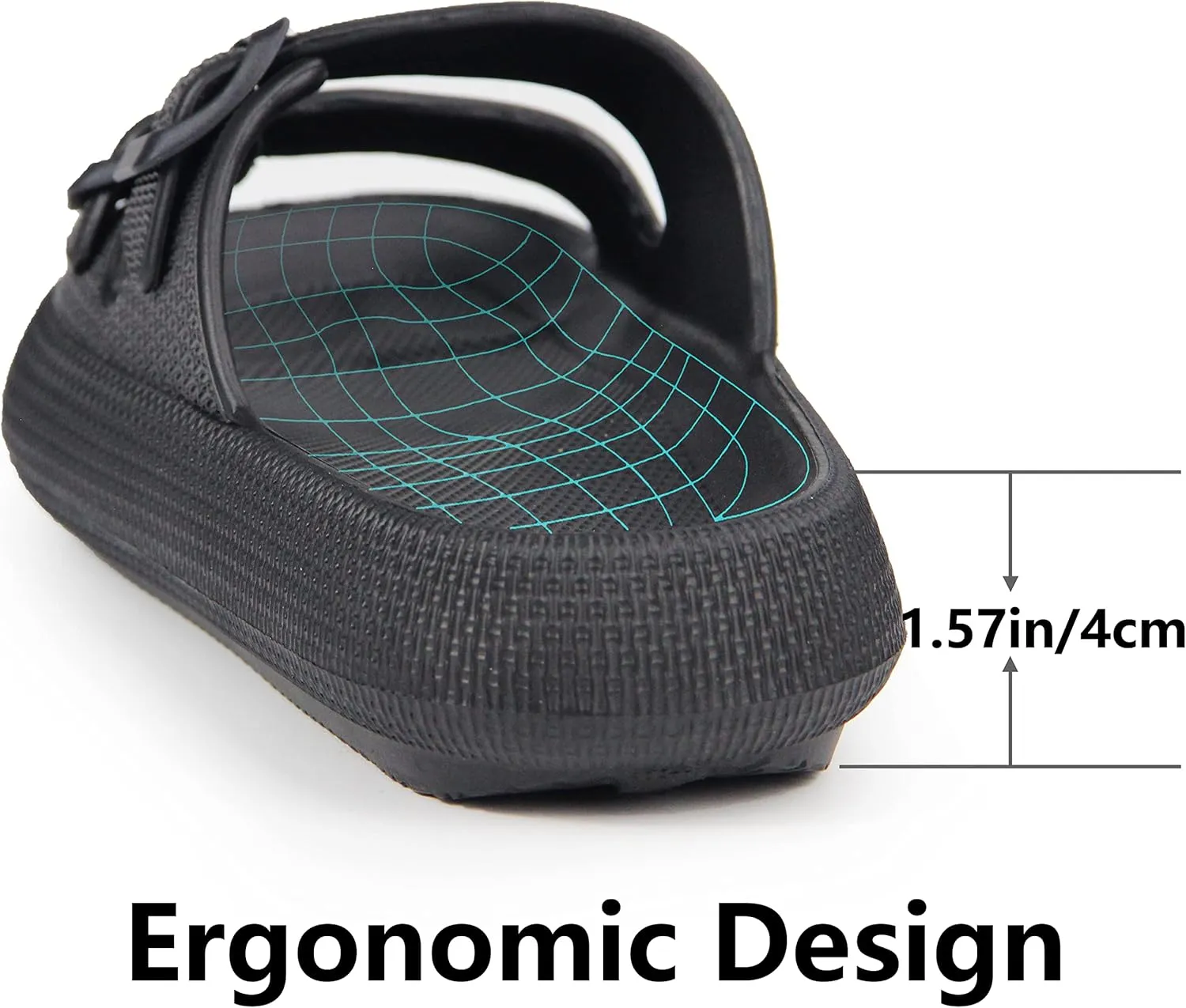 Weweya Sandals for Women and Men - Pillow Slippers - Double Buckle Adjustable Slides - EVA Flat Sandals