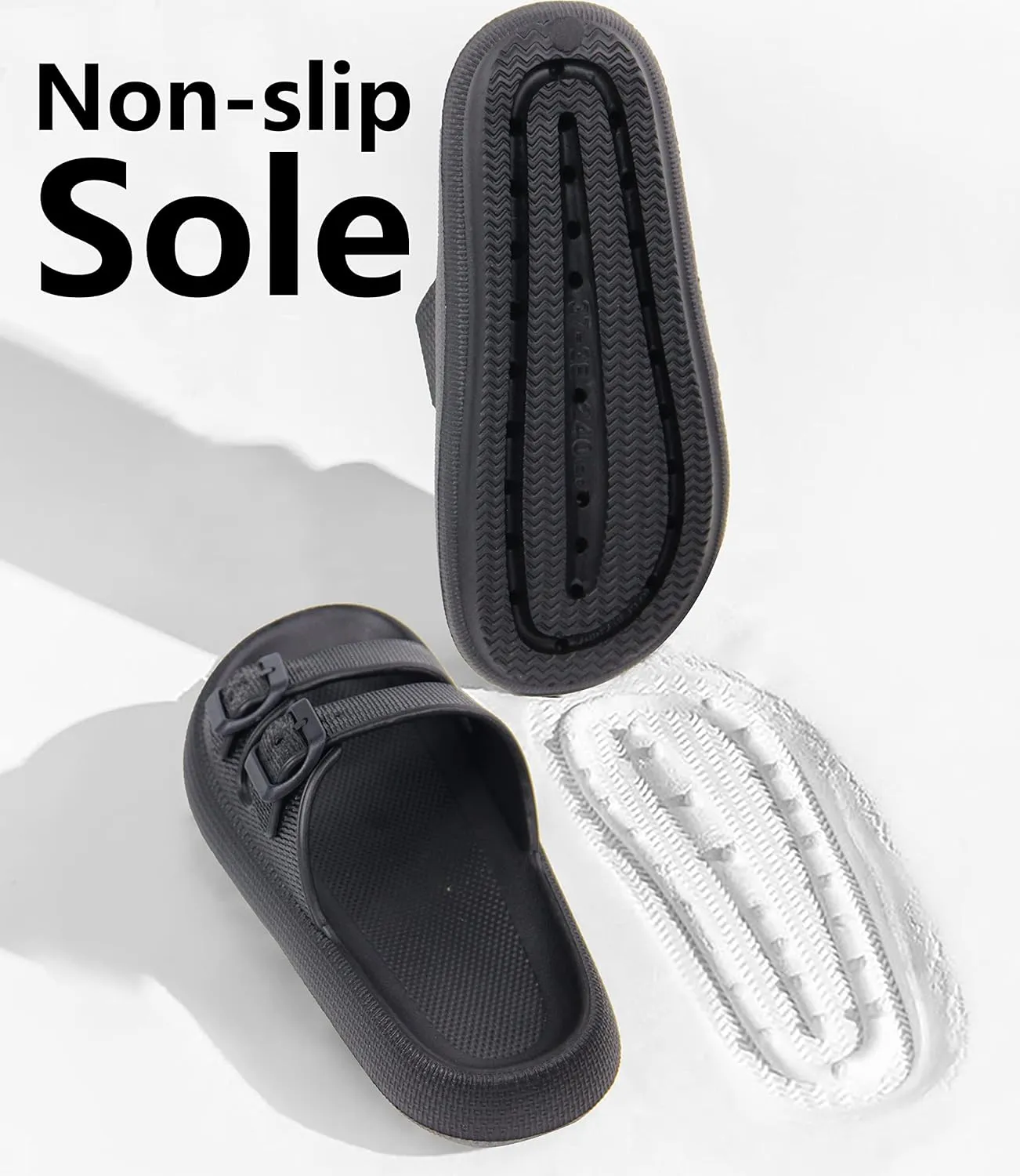 Weweya Sandals for Women and Men - Pillow Slippers - Double Buckle Adjustable Slides - EVA Flat Sandals