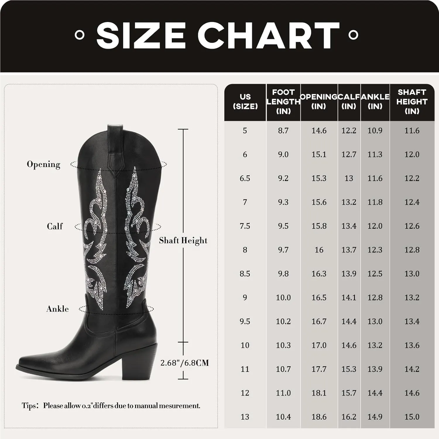 White Cowboy Boots for Women - Wide Calf Rhinestone Cowgirl Boots, Women Knee High Western Boots, Glitter Sparkly Ladies Tall Boots with Classic Embroidery and Side Zipper, Retro Classic Country Boots Pull On for Ladies