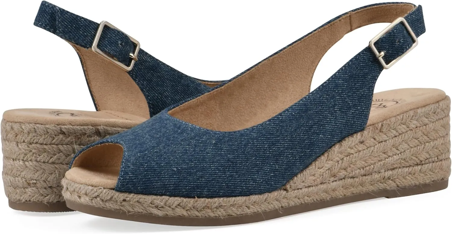 WHITE MOUNTAIN Women's Maize Sling-Back Mini-Heel Espadrille Sandal