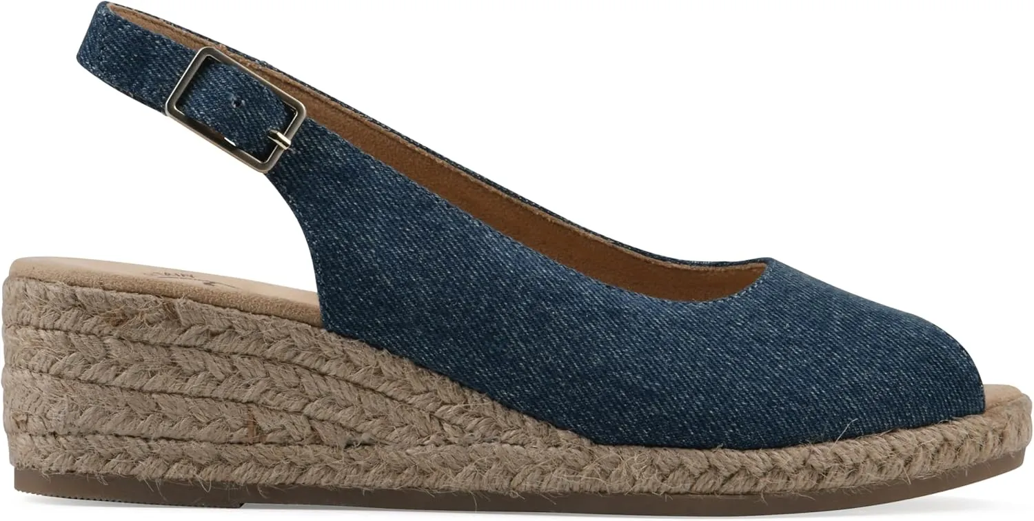 WHITE MOUNTAIN Women's Maize Sling-Back Mini-Heel Espadrille Sandal
