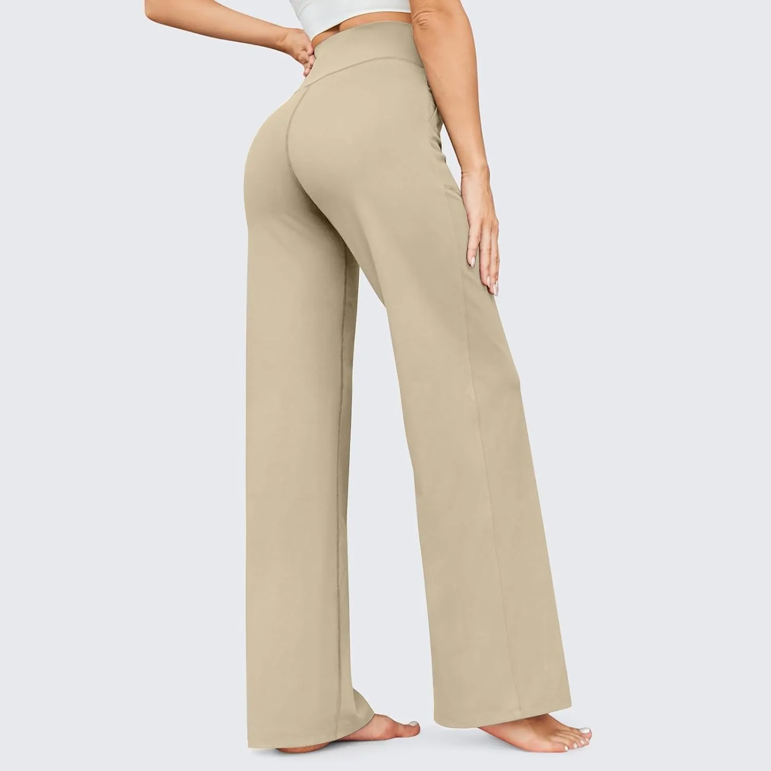 Wide Leg Yoga Pants for Women Stretch High Waisted Bootcut Leggings Tummy Control Flare Pants Comfy Trousers Pants