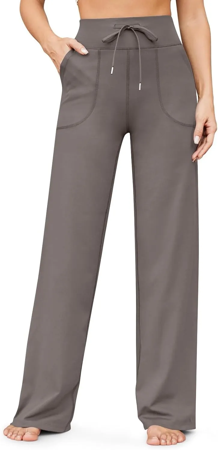 Wide Leg Yoga Pants for Women Stretch High Waisted Bootcut Leggings Tummy Control Flare Pants Comfy Trousers Pants