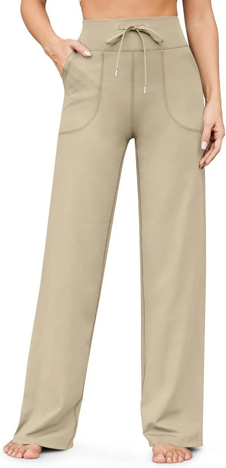 Wide Leg Yoga Pants for Women Stretch High Waisted Bootcut Leggings Tummy Control Flare Pants Comfy Trousers Pants