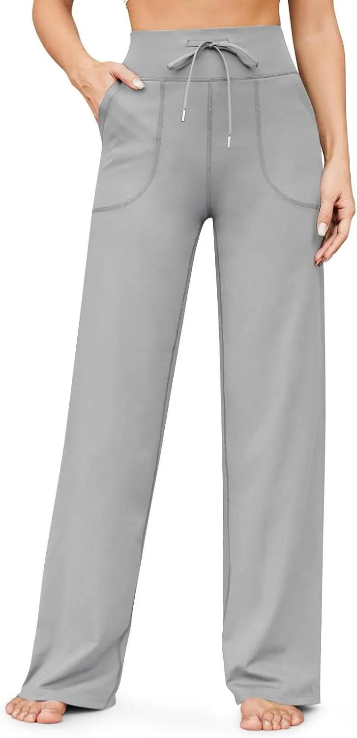 Wide Leg Yoga Pants for Women Stretch High Waisted Bootcut Leggings Tummy Control Flare Pants Comfy Trousers Pants