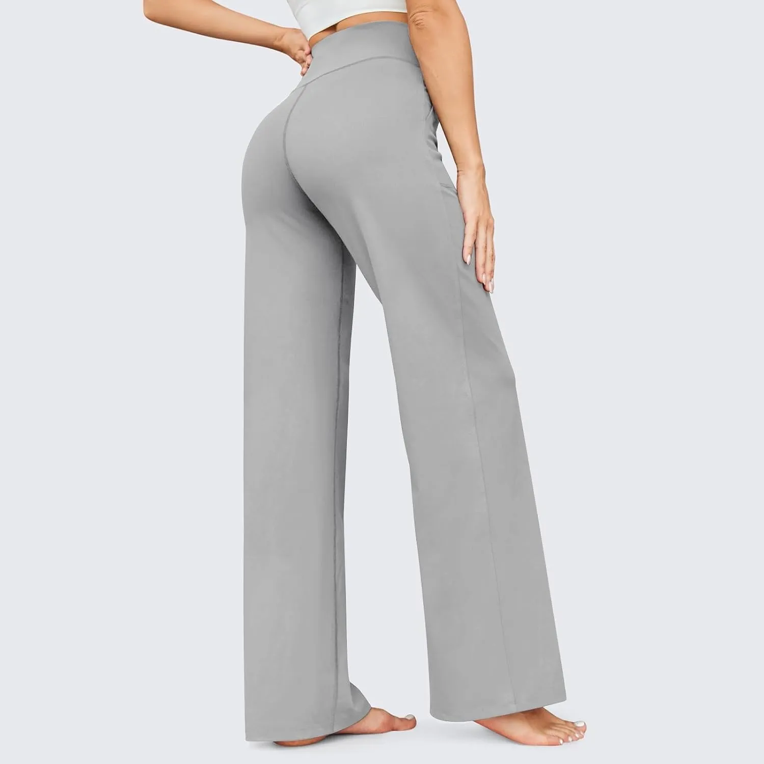 Wide Leg Yoga Pants for Women Stretch High Waisted Bootcut Leggings Tummy Control Flare Pants Comfy Trousers Pants