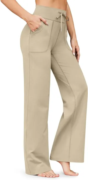 Wide Leg Yoga Pants for Women Stretch High Waisted Bootcut Leggings Tummy Control Flare Pants Comfy Trousers Pants