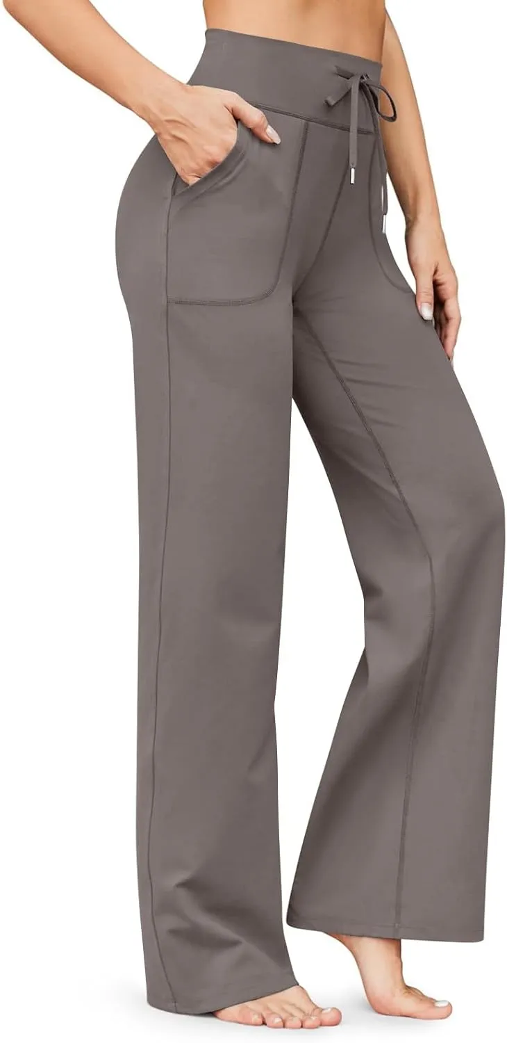 Wide Leg Yoga Pants for Women Stretch High Waisted Bootcut Leggings Tummy Control Flare Pants Comfy Trousers Pants