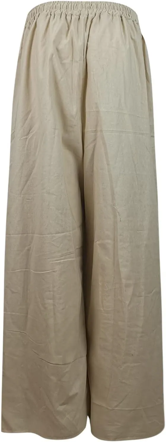 Wide Linen Pants for Women High Waisted Pant Smocked Pleated Loose Fit Casual Trousers Linen Blend Pants