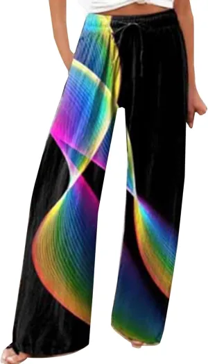 Wide Linen Pants for Women Pants Comfy Work Pants with Elastic High Waist Paper Bag Womens Linen Pants Straight Leg