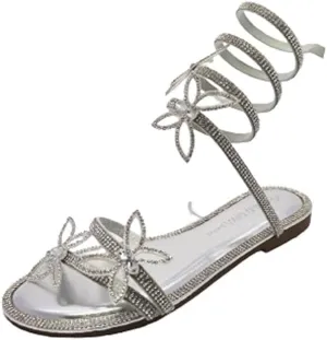 Wild Diva Women Butterfly Rhinestone Wrap-around Flat Sandals Flat Butterfly Sandals Roo-13