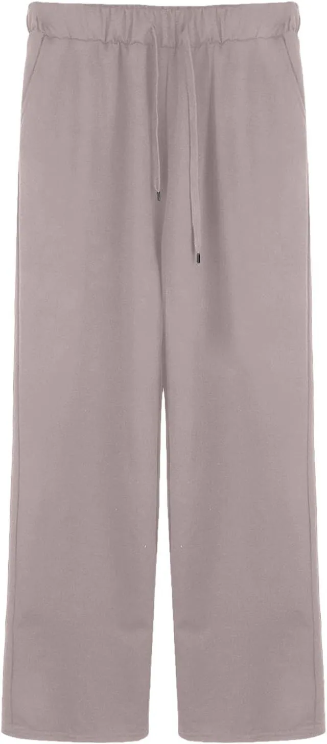 Women High Waisted Drawstring Pants Trendy Oversized Y2K Straight Leg Trouser Summer Beach Active Athletic Sweatpants
