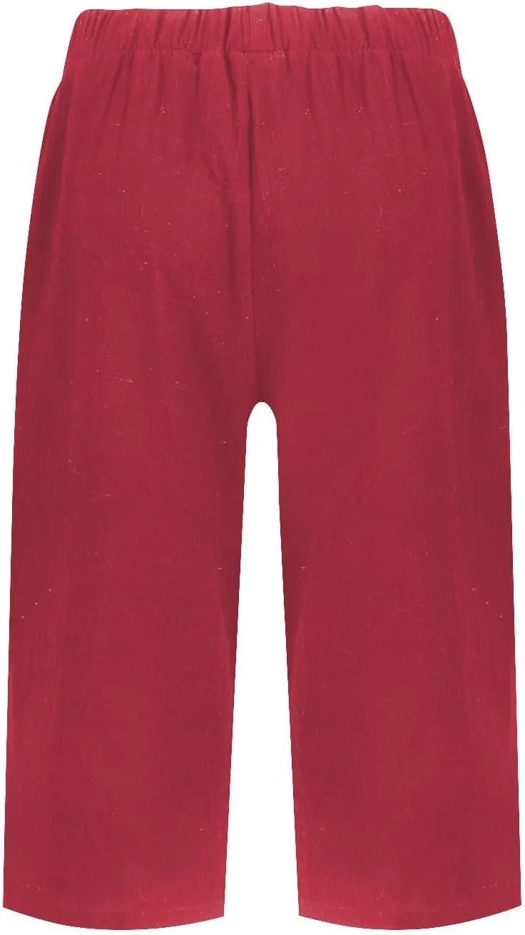 Women Linen Pants Summer Waist Cotton Trouser Cropped Wide Leg Pants High Waist Linen Pants Women