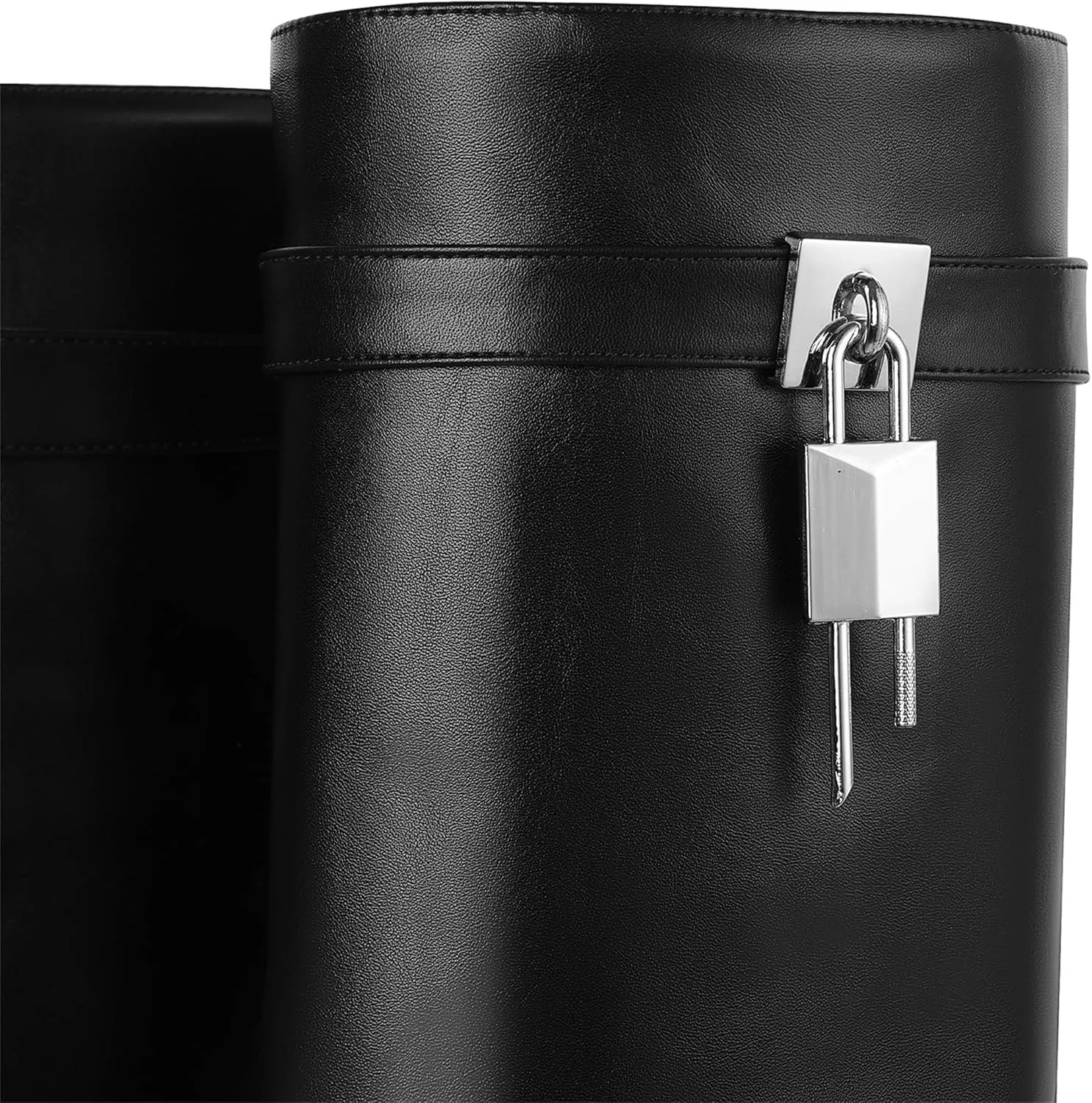 Women Wedge Heel Fold Pointy Pull-On Knee Shark Boot, Women Wide Calf Padlock Boot