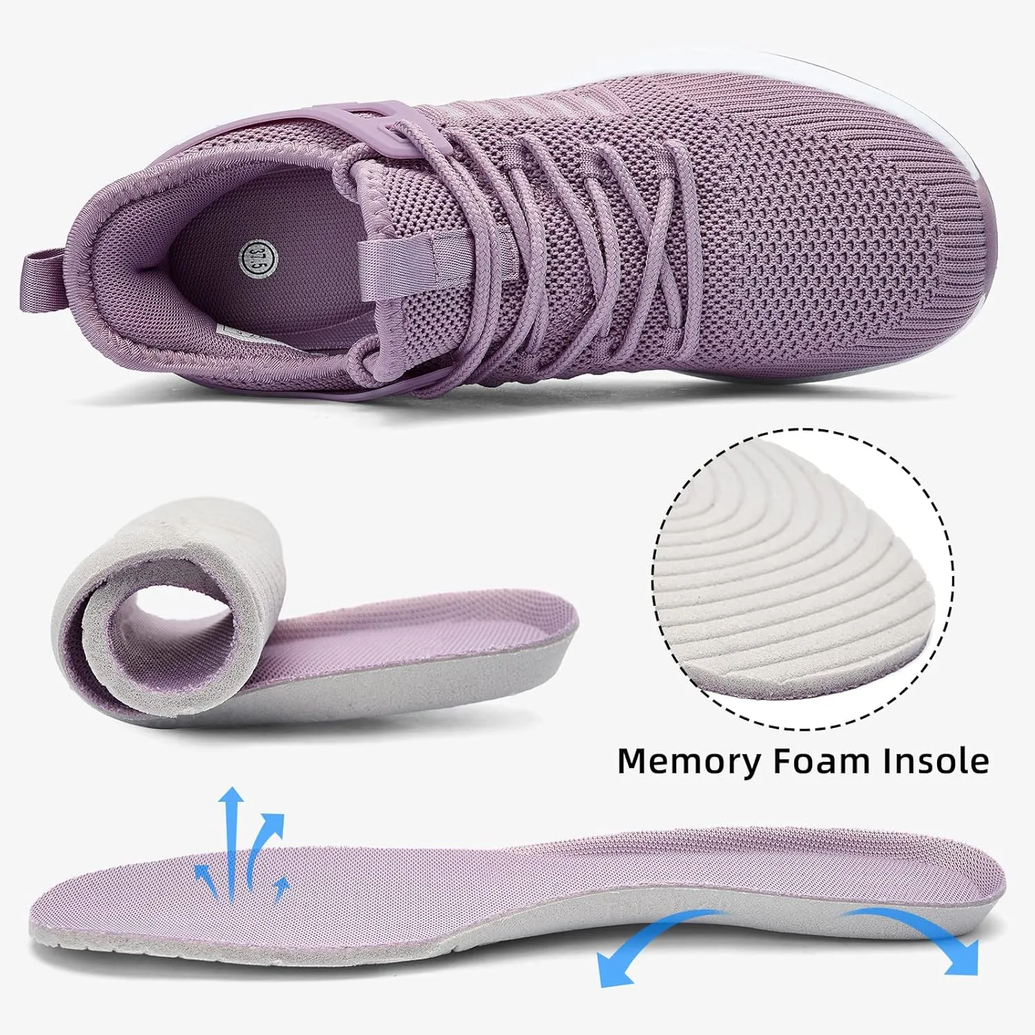 Womens Athletic Walking Shoes - Running Tennis Shoes Jogging Workout Lightweight Breathable Slip on Sneakers for Indoor Outdoor Gym Travel Work