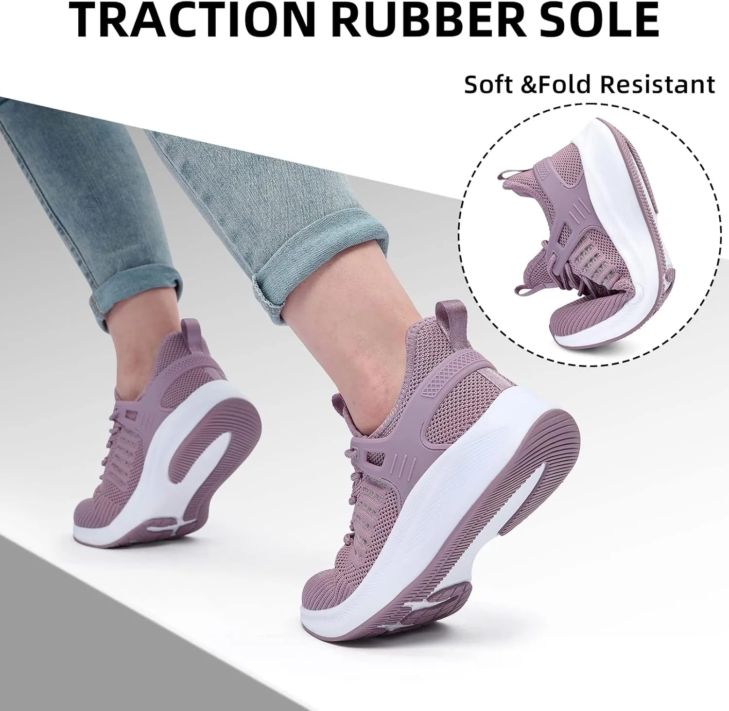 Womens Athletic Walking Shoes - Running Tennis Shoes Jogging Workout Lightweight Breathable Slip on Sneakers for Indoor Outdoor Gym Travel Work