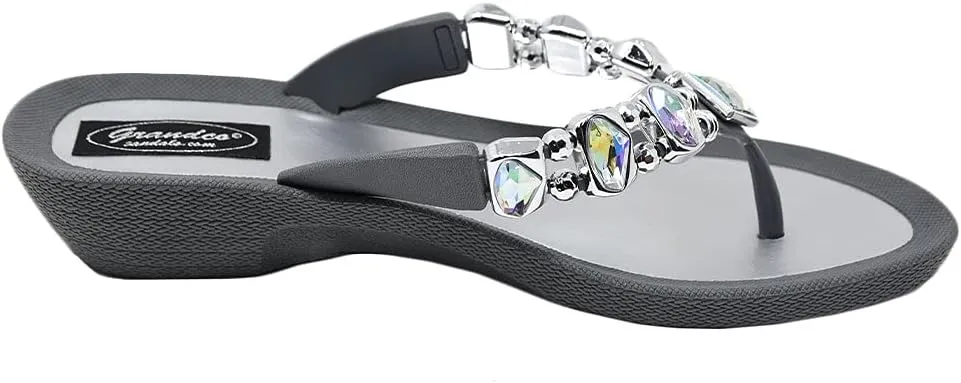 Women's Deluxe Jeweled Waterproof Molded Sole Summer Thong Sandals