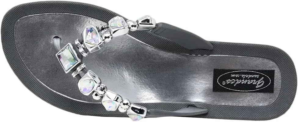 Women's Deluxe Jeweled Waterproof Molded Sole Summer Thong Sandals