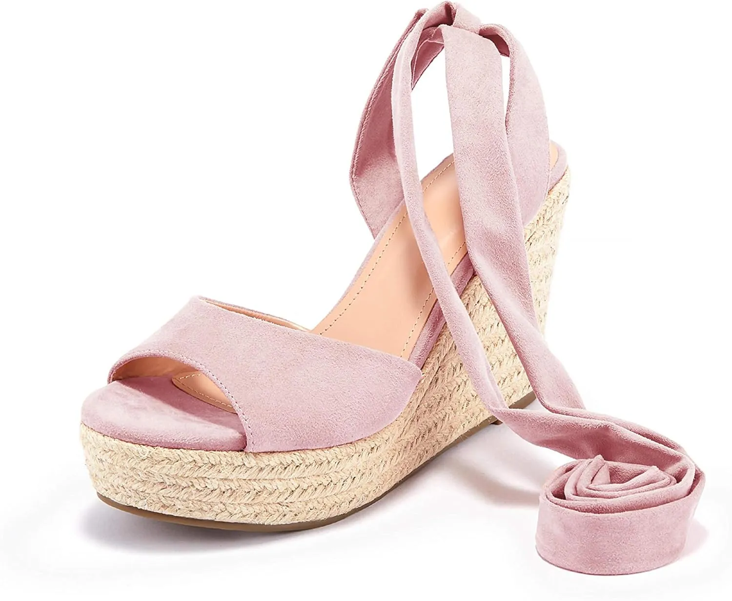 Womens Espadrilles Wedges Sandals Heels Open Toe Tie Lace Up Platform Ankle Strap Summer Dress Shoes