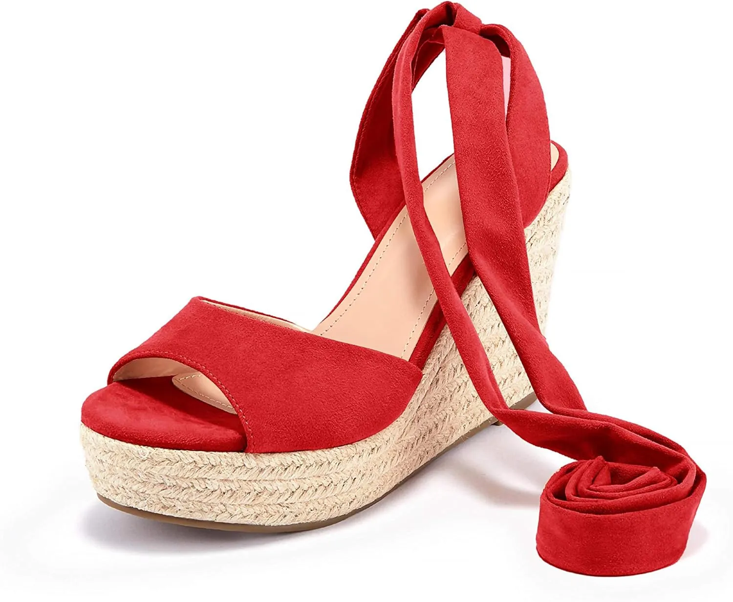 Womens Espadrilles Wedges Sandals Heels Open Toe Tie Lace Up Platform Ankle Strap Summer Dress Shoes