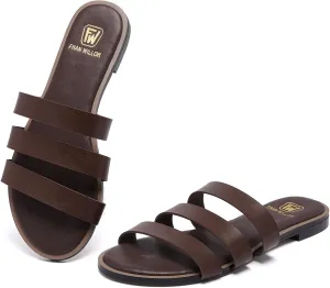 Women's Flat Sandals Dressy Open Toe Slide Sandals Comfortable Casual Beach Slip on Slippers for Summer 2025 Size 6-11