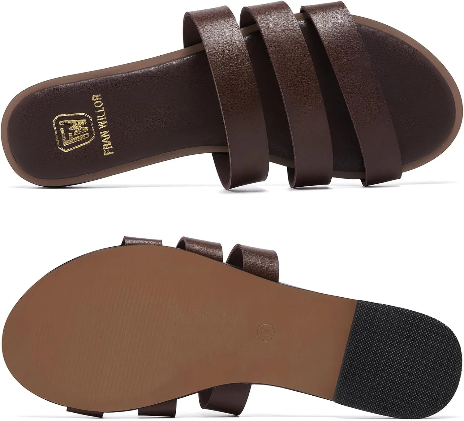 Women's Flat Sandals Dressy Open Toe Slide Sandals Comfortable Casual Beach Slip on Slippers for Summer 2025 Size 6-11