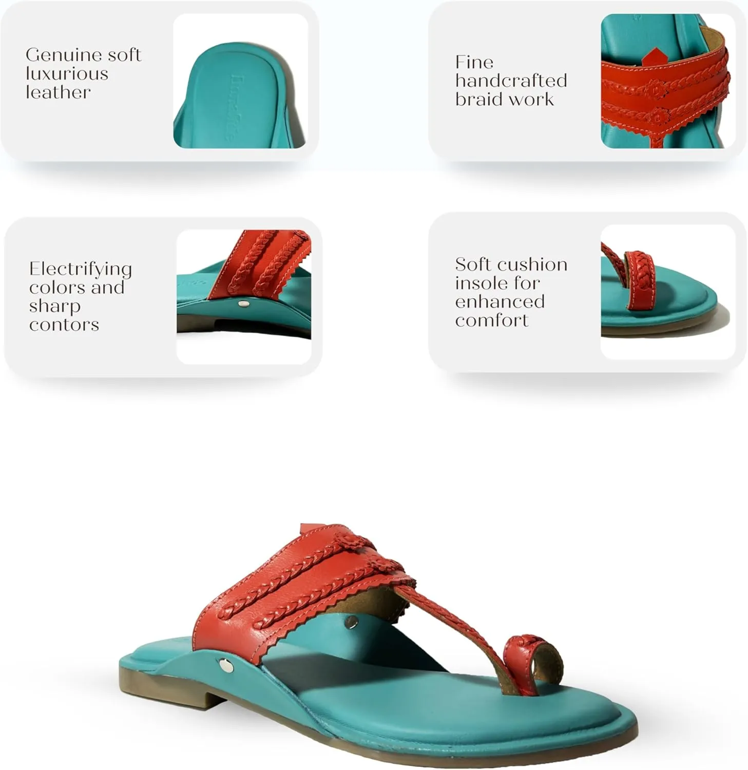 Women's Genuine Leather Handcrafted Kolhapuri Sandal, Flat Sandals, Slip On Sandals, Soft Leather Sandals,Slide Sandals