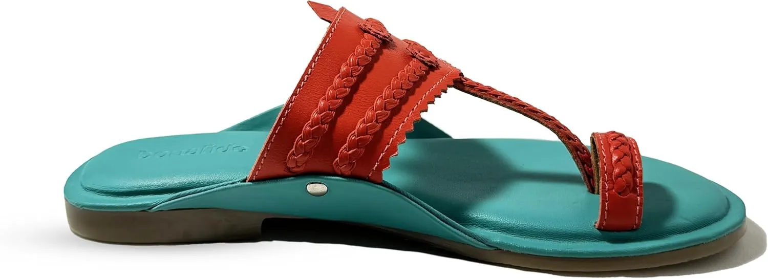 Women's Genuine Leather Handcrafted Kolhapuri Sandal, Flat Sandals, Slip On Sandals, Soft Leather Sandals,Slide Sandals