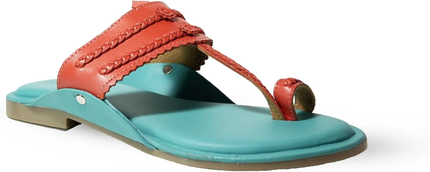 Women's Genuine Leather Handcrafted Kolhapuri Sandal, Flat Sandals, Slip On Sandals, Soft Leather Sandals,Slide Sandals