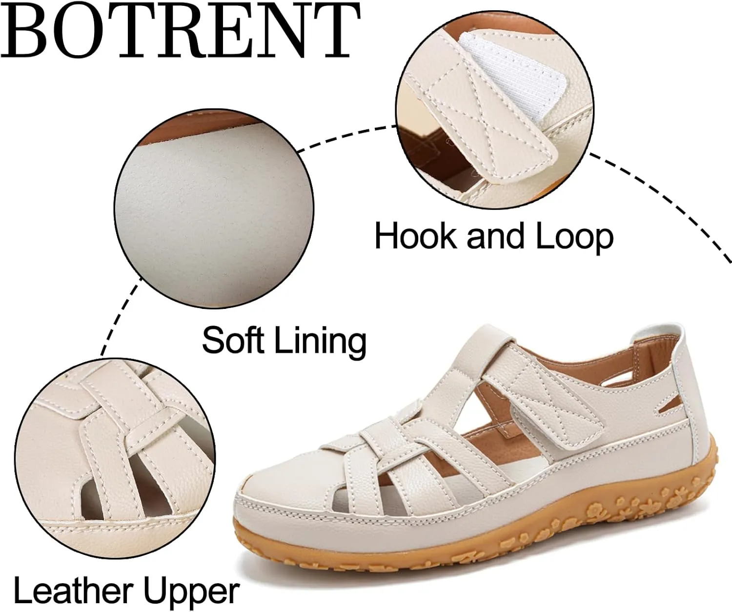 Women's Genuine Leather Soft Bottom Fisherman Sandals Comfort Lightweight Non Slip Summer Cutout Roman Sandals for Outdoor Beach Daily