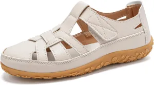 Women's Genuine Leather Soft Bottom Fisherman Sandals Comfort Lightweight Non Slip Summer Cutout Roman Sandals for Outdoor Beach Daily