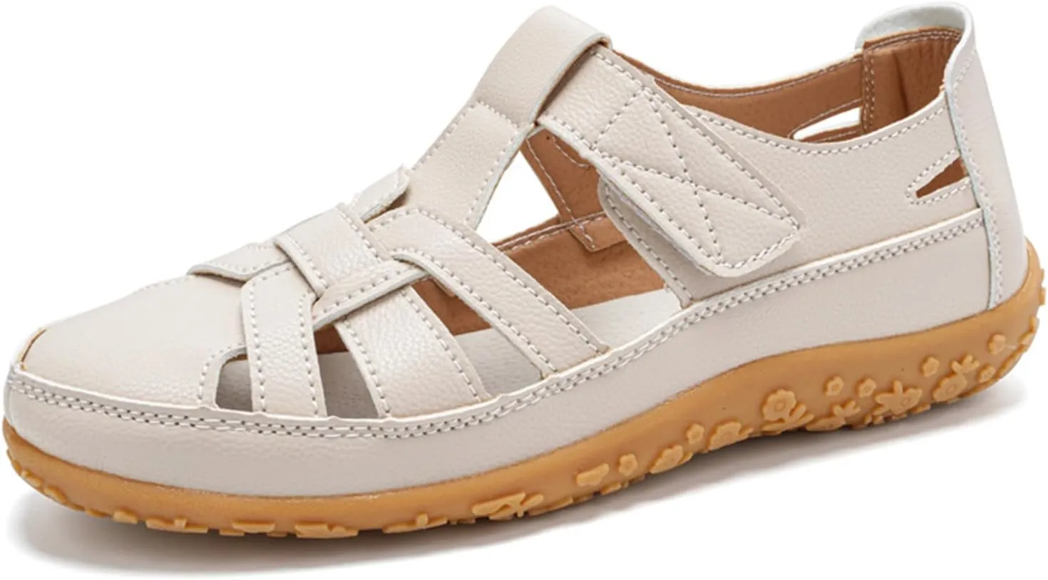 Women's Genuine Leather Soft Bottom Fisherman Sandals Comfort Lightweight Non Slip Summer Cutout Roman Sandals for Outdoor Beach Daily