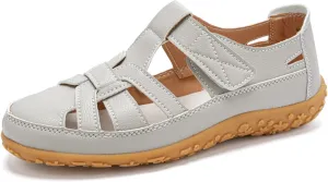 Women's Genuine Leather Soft Bottom Fisherman Sandals Comfort Lightweight Non Slip Summer Cutout Roman Sandals for Outdoor Beach Daily