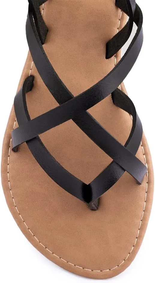 Women's Gladiator Flat Sandals Fisherman Strappy Sandals Ankle Strap Sandals