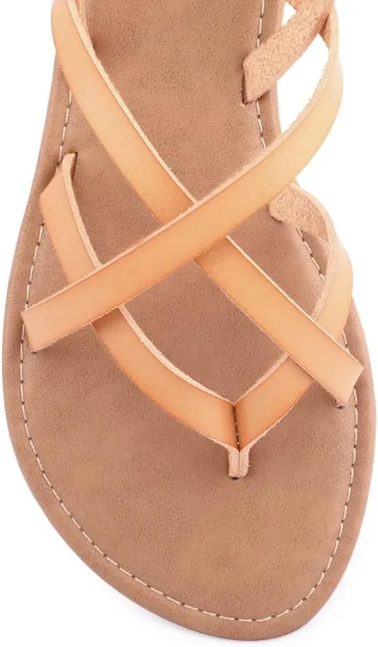 Women's Gladiator Flat Sandals Fisherman Strappy Sandals Ankle Strap Sandals
