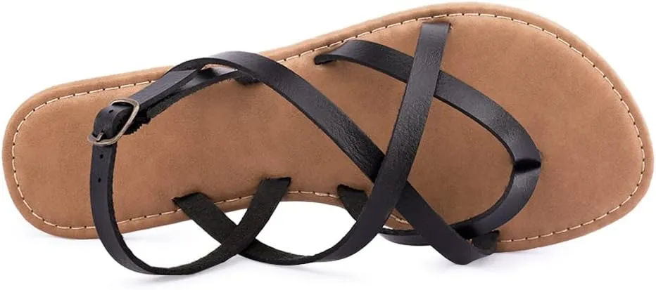 Women's Gladiator Flat Sandals Fisherman Strappy Sandals Ankle Strap Sandals