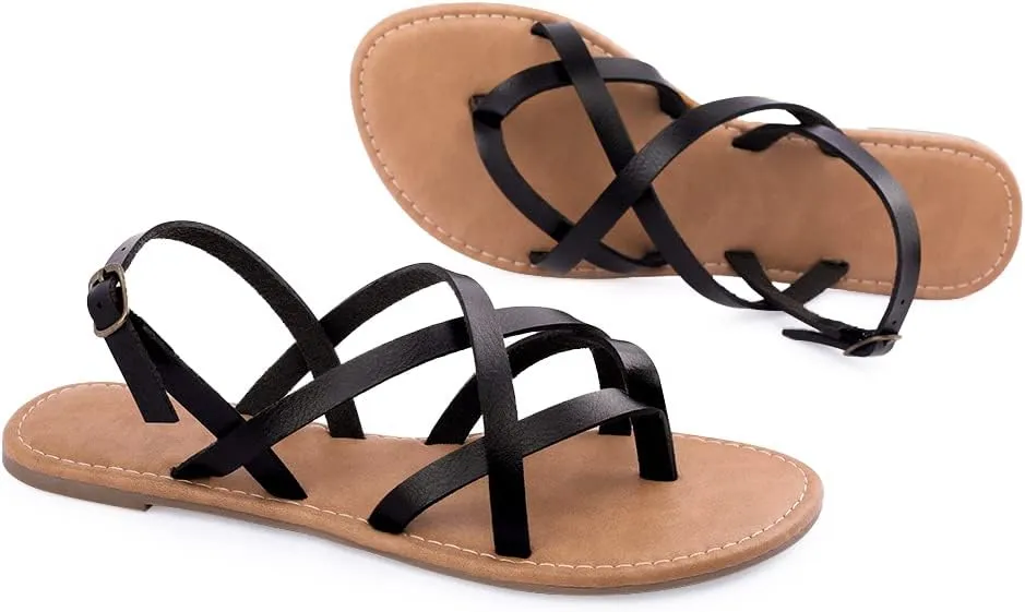Women's Gladiator Flat Sandals Fisherman Strappy Sandals Ankle Strap Sandals