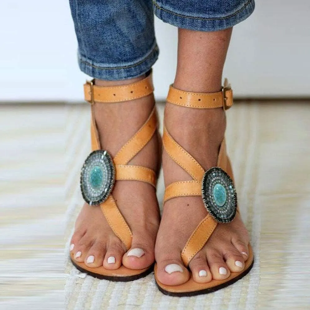 Women's Gladiator Sandals,Cross Tie Flat Sandals,Beach Sandals