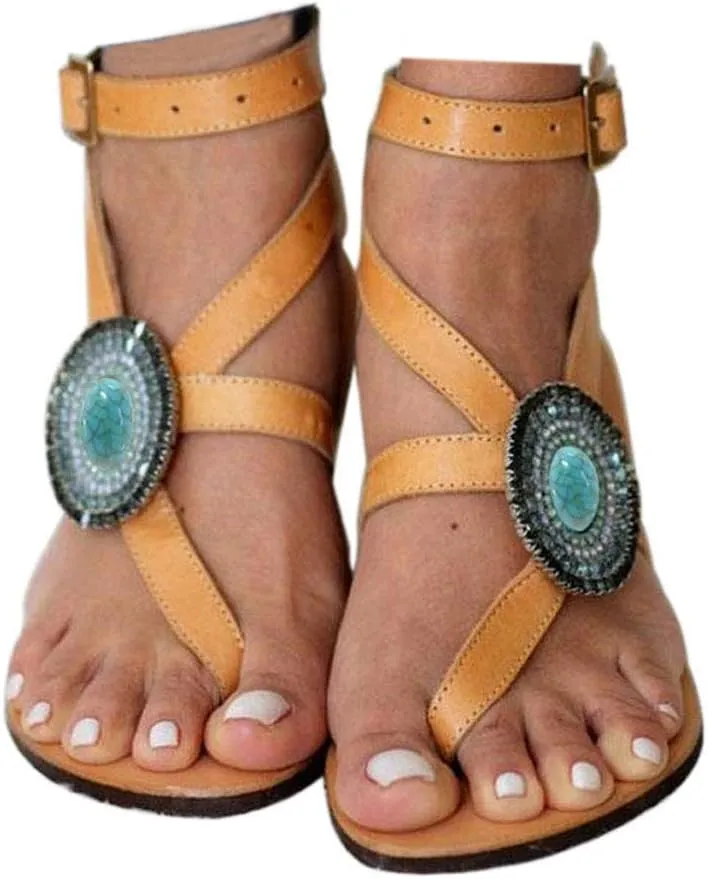 Women's Gladiator Sandals,Cross Tie Flat Sandals,Beach Sandals