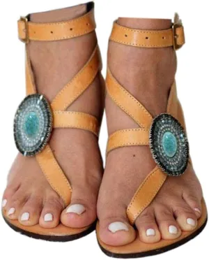 Women's Gladiator Sandals,Cross Tie Flat Sandals,Beach Sandals