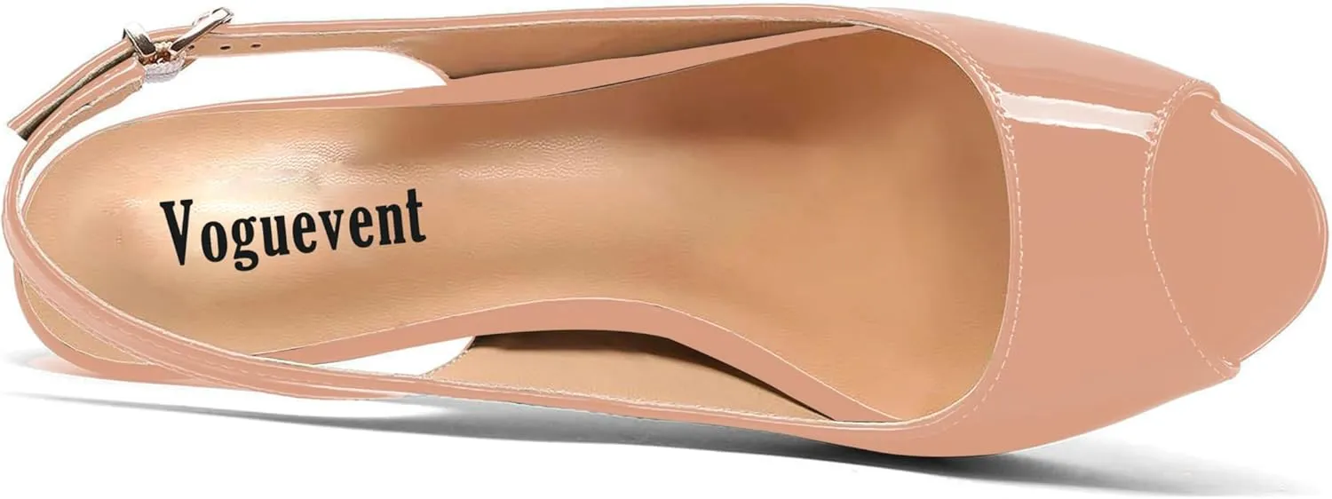 Women's High Heels Platform Peep Toe Pumps Stiletto Heel Slingback Party Dress Office Fashion Shoes Patent Leather Sandal Pumps