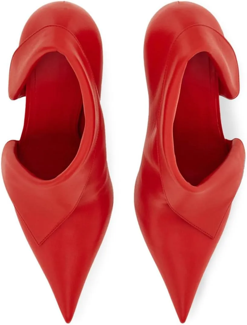 Women's Kitten Heel Pumps Fold Over Pointed Toe Stiletto Sandals Red Cut Out Dress High Heels For Wedding Party Working
