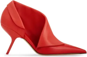 Women's Kitten Heel Pumps Fold Over Pointed Toe Stiletto Sandals Red Cut Out Dress High Heels For Wedding Party Working