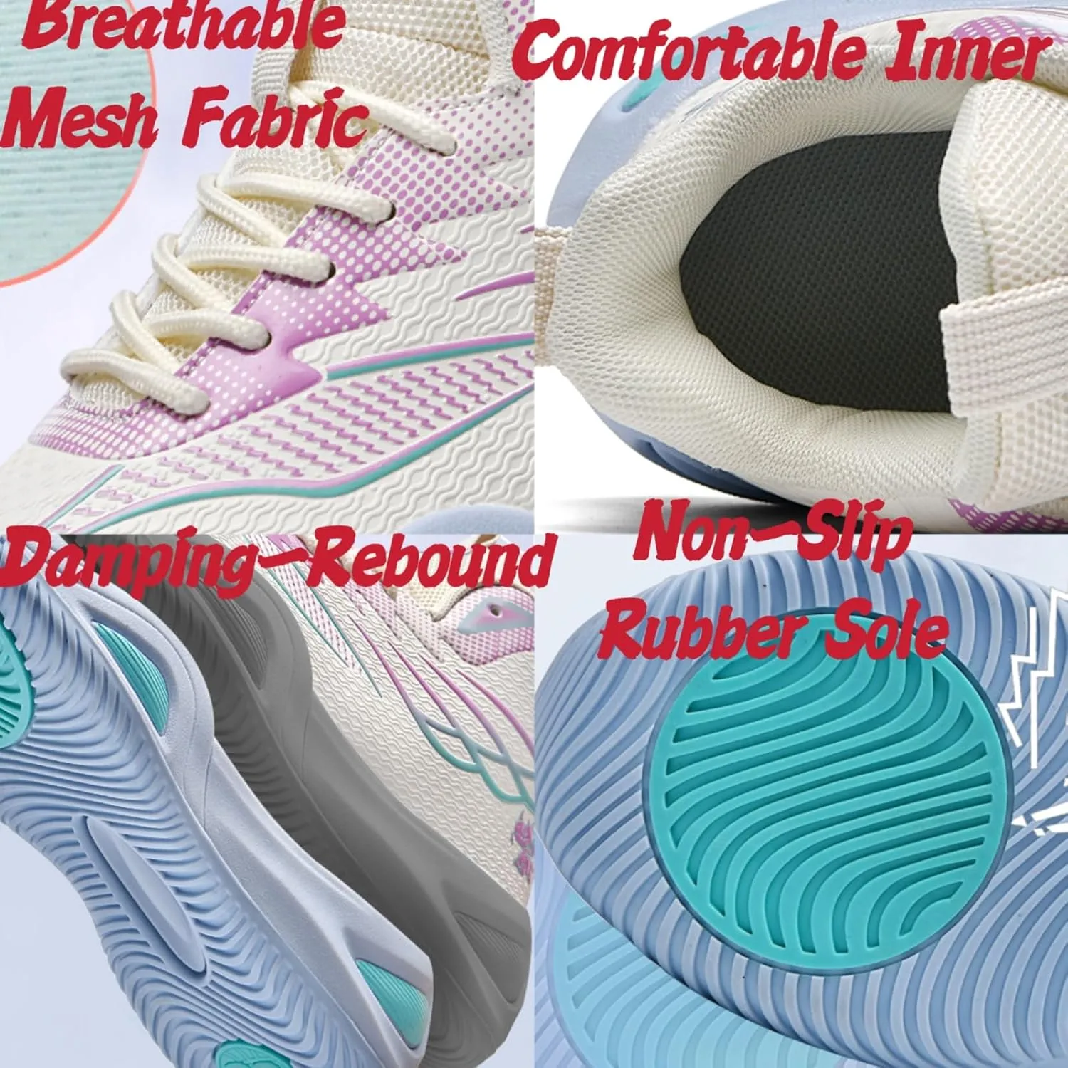 Womens Lace Up High Top Basketball Shoes Breathable Non Slip Outdoor Sneakers Cushioning Workout Shoes for Fitness Training Athletic